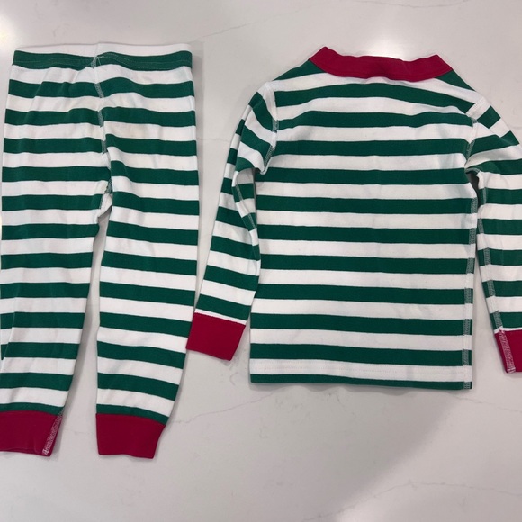 Hanna Andersson Green and Red Striped Kids Pajama Set - Picture 2 of 2
